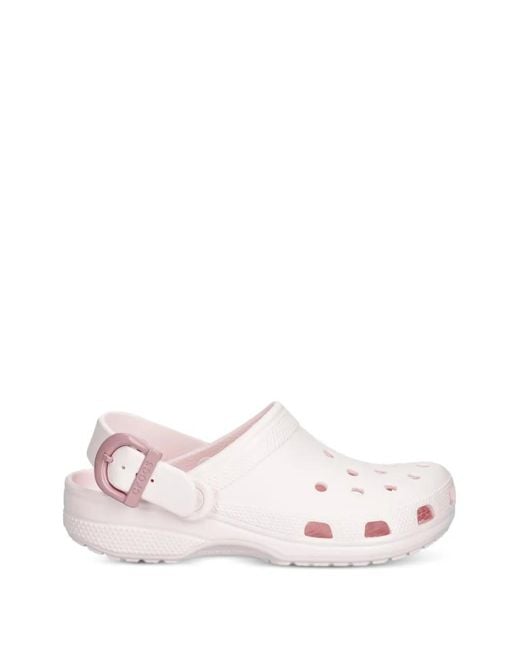 CROCSTM Pink Buckle-Fastening Perforated Mules