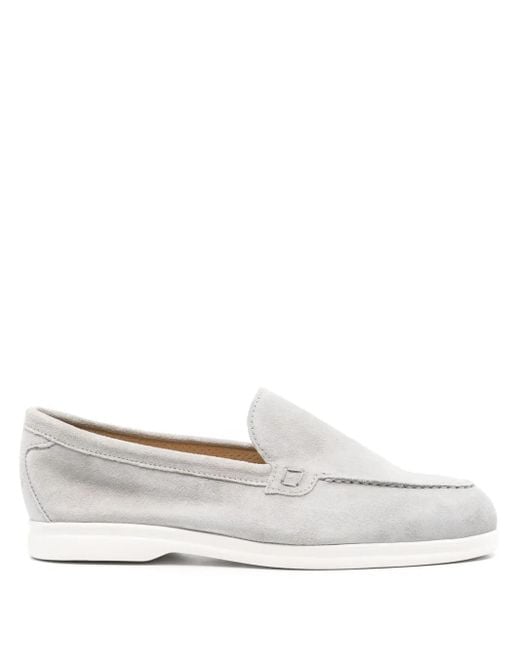 Doucal's White Slip-On Suede Moccasins