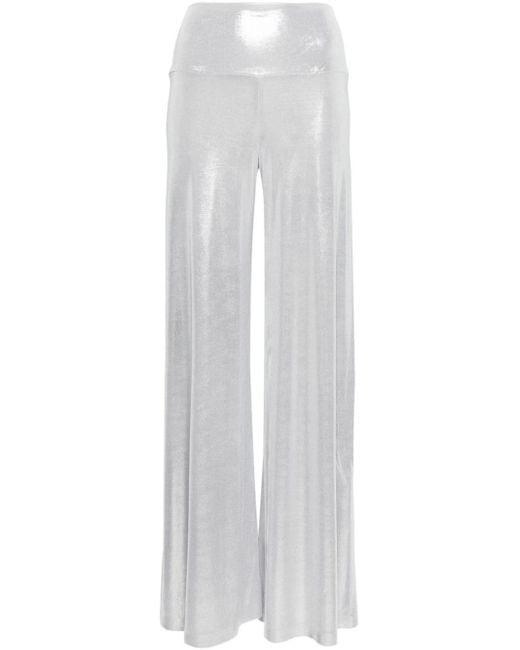 Pantalon évasé à effet métallisé Norma Kamali en coloris White