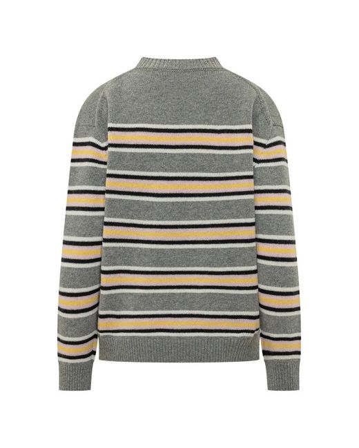 Fiorucci Gray Angels-Patch Striped Sweater