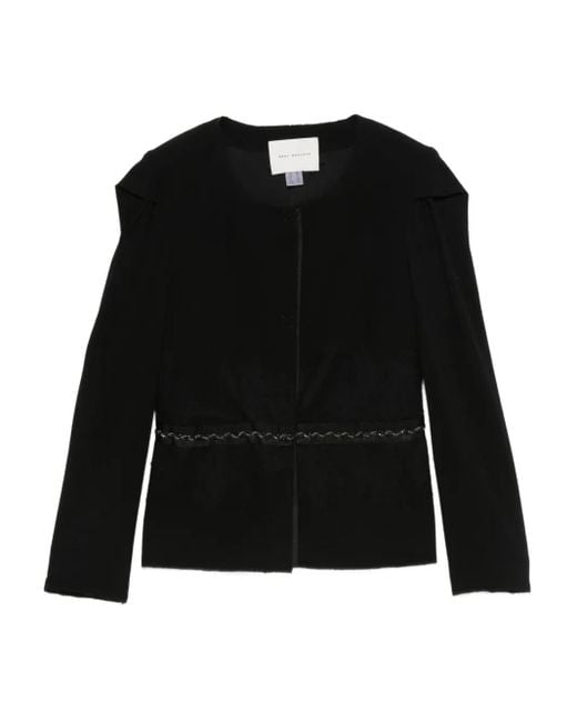 Gemy Maalouf Black Embellished Puff-Sleeve Jacket