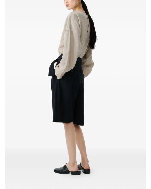 Studio Nicholson Black Creon Belted Pleated Shorts