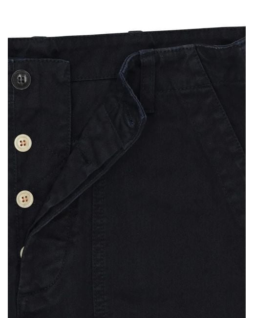 Fortela Black Fatigue Herringbone-Cotton Trousers for men