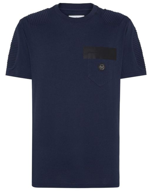 Philipp Plein T-Shirt mit Logo-Applikation in Blue für Herren