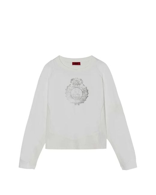 424 White Crest Soccer Long-Sleeved T-Shirt for men