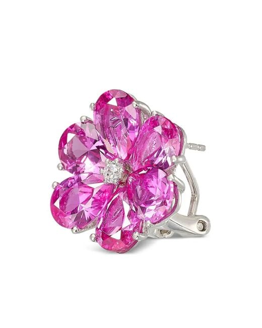 Anabela Chan Purple 14K And Rhodium Vermeil Marguerite Daisy Sapphire And Diamond Earrings
