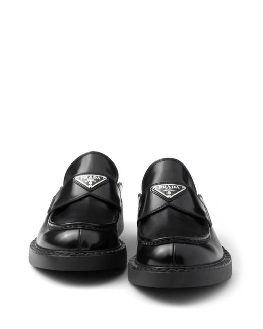 Prada Black Triangle-logo Leather Mules for men
