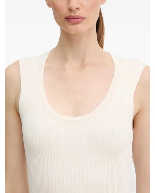 Twinset White Sleeveless Ribbed Tank Top