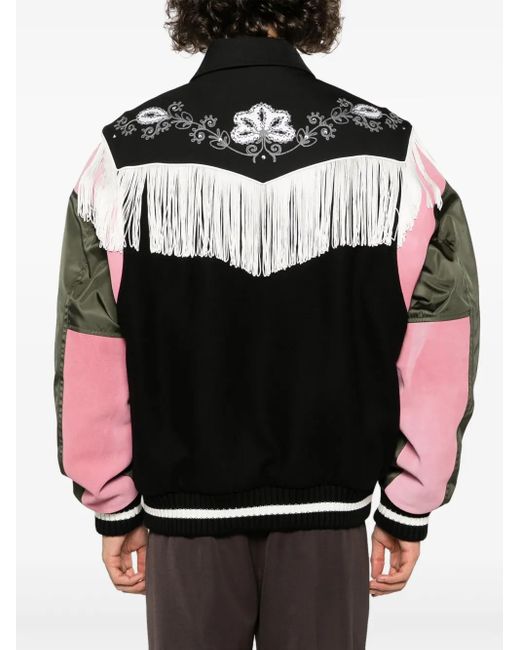 DSquared² Black Frayed-Trim Bomber Jacket for men