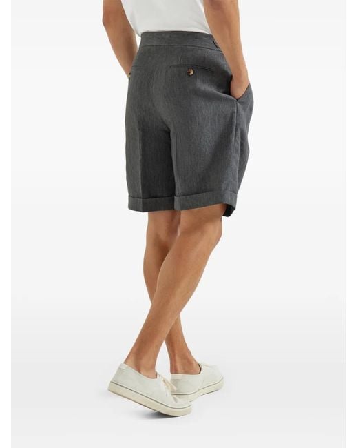 Brunello Cucinelli Gray Double-Pleat Shorts for men