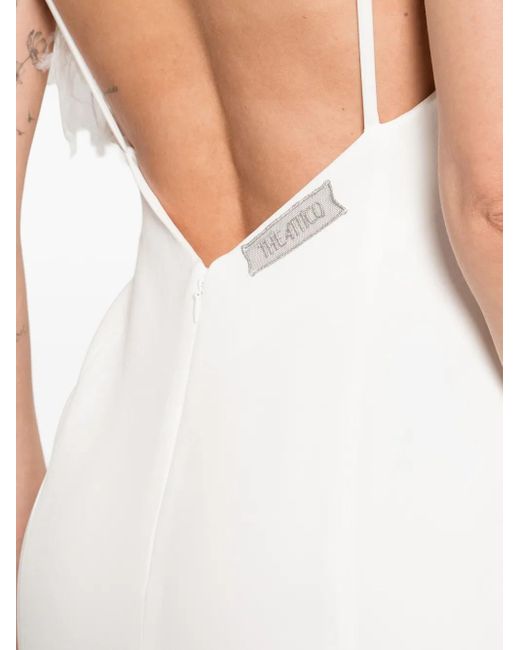The Attico White Feather-Trim Mini Dress