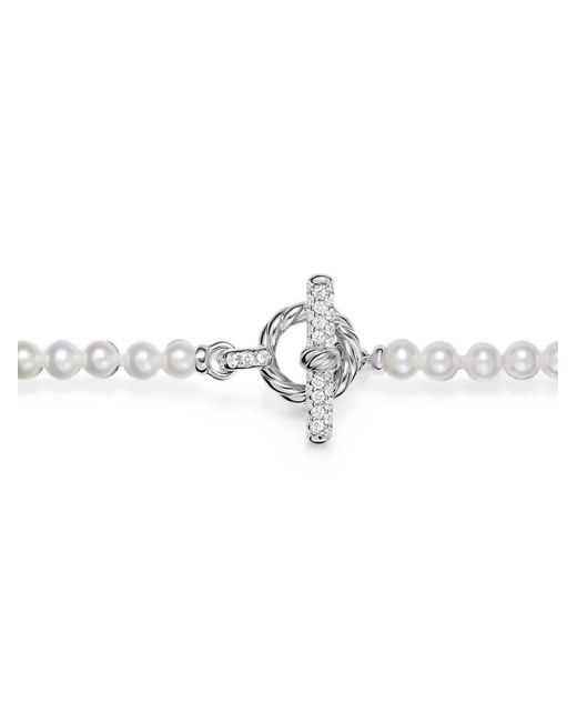 David Yurman White Pearl Classics Pearl And Diamond Necklace