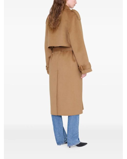 Anine Bing Natural Rickie Belted Trench Coat