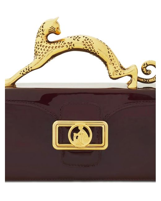 Lanvin Purple Pencil Leopard-Embellished Patent-Leather Mini Bag