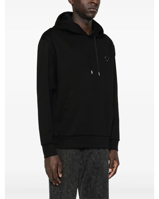 Prada Black Triangle-Logo Hoodie for men
