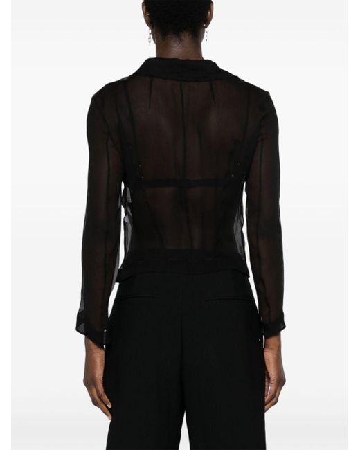 Blusa plisada de seda N°21 de color Black
