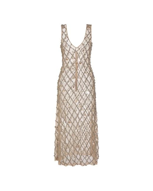 Markarian White Odette Bead-And-Seashell Embellished Midi Dress