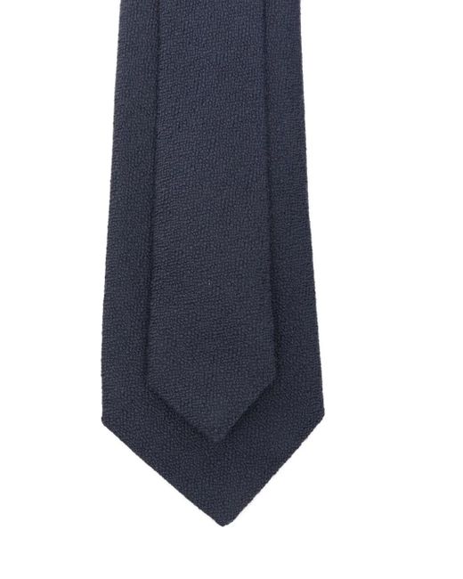 Canali Blue Textured Wool-Silk Tie for men