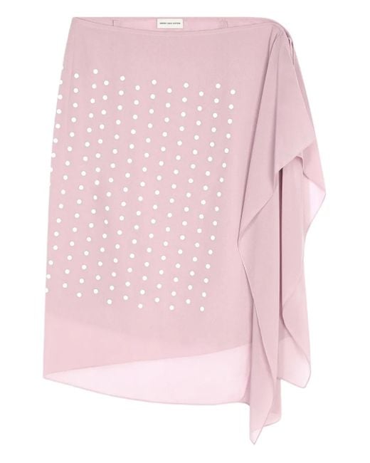 Dries Van Noten Pink Drape-Detail Skirt
