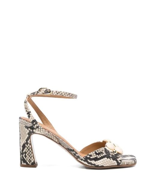 Pedro Miralles Metallic Snake-Effect Embellished Sandals