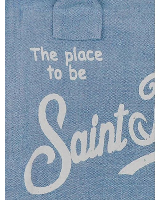Mc2 Saint Barth Blue Solid Color Linen Colette Bag