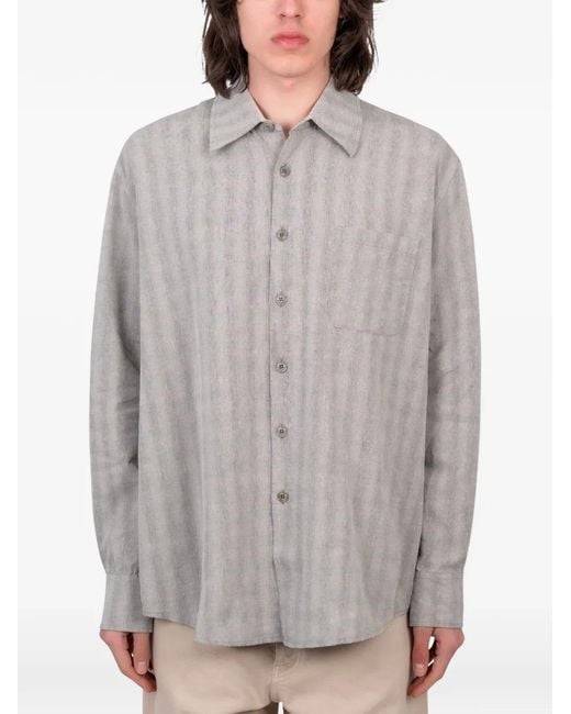 Our Legacy Gray Above Striped Shirt for men