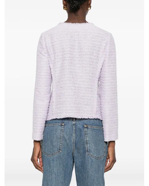 Emporio Armani Pink Bow-Embellished Bouclé Jacket