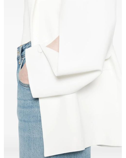 Alberta Ferretti White Single-Button Notched-Lapel Blazer