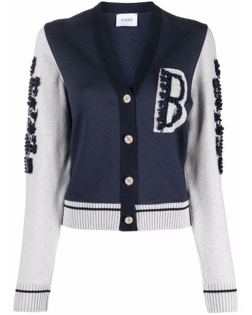Barrie Blue Logo-patch Button-up Cardigan