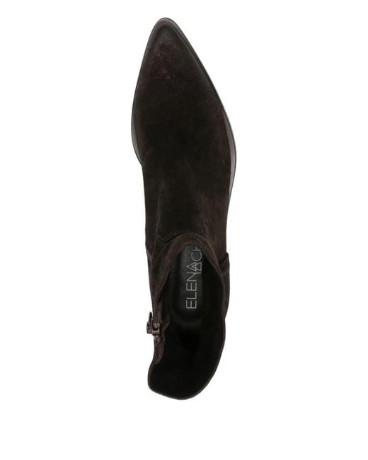 Elena Iachi Black Pointed-Toe Suede Ankle Boots