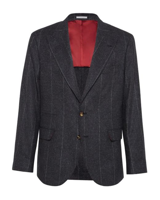 メンズ Brunello Cucinelli ストライプ ジャケット Blue