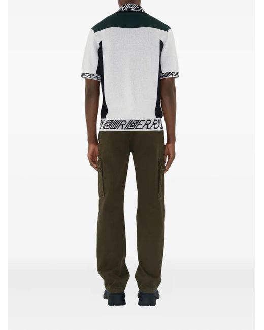 Burberry Black Logo Trim Wool Polo Shirt for men