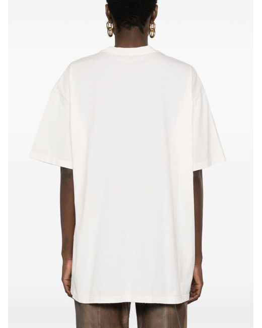 Prada White T-Shirt mit aufgesticktem Triangel-Logo
