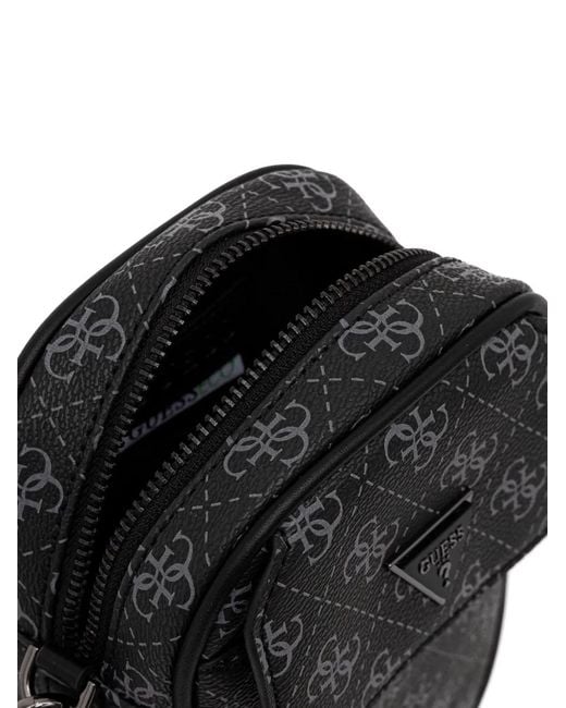 Guess Black Milano 4G Monogram-Pattern Messenger Bag for men
