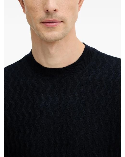 ARMANI EXCHANGE Black Patterned Crew Neck Sweater for men