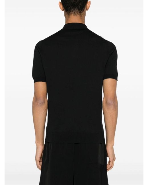 Fileria Black Fine-knit Polo Shirt for men
