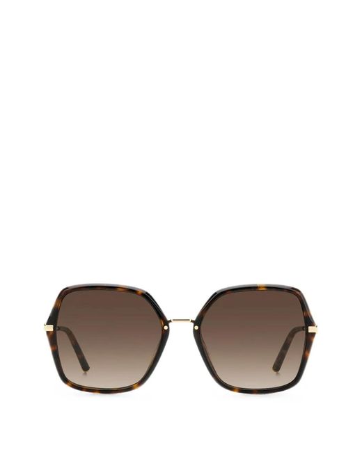 Carolina Herrera Brown Tortoiseshell-Effect Geometric-Frame Sunglasses