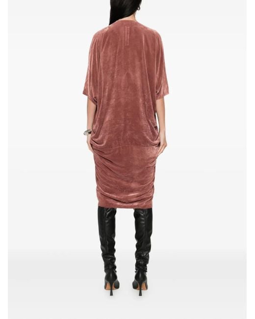 Rick Owens Concordians Kite Fluwelen Midi-Jurk in het Red