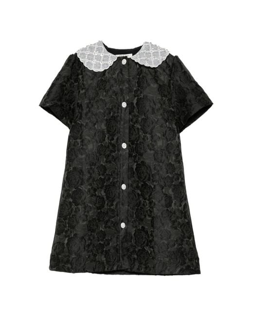 Sister Jane Black Round-Collar Buttoned Dress