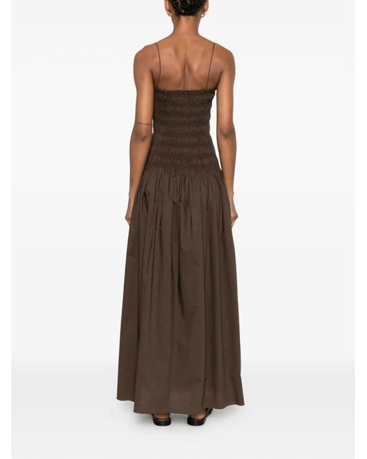 Matteau Brown Shirred Drop-Waist Dress