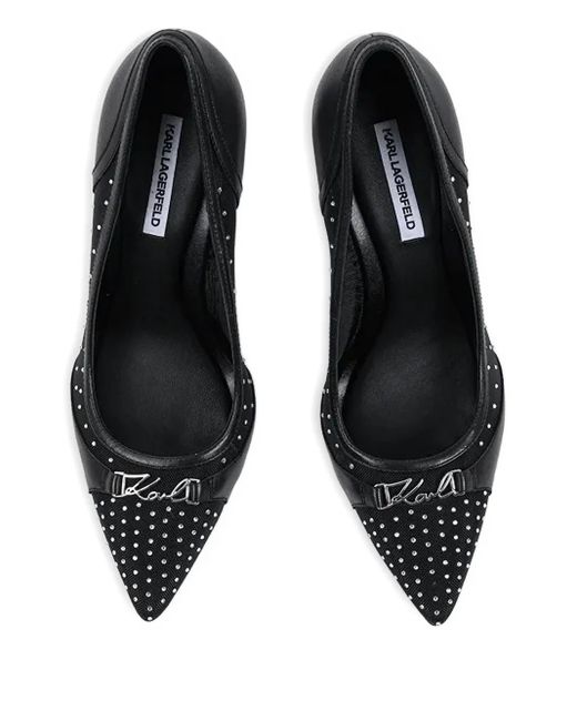 Karl Lagerfeld Black Rhinestone-Embellished Pumps