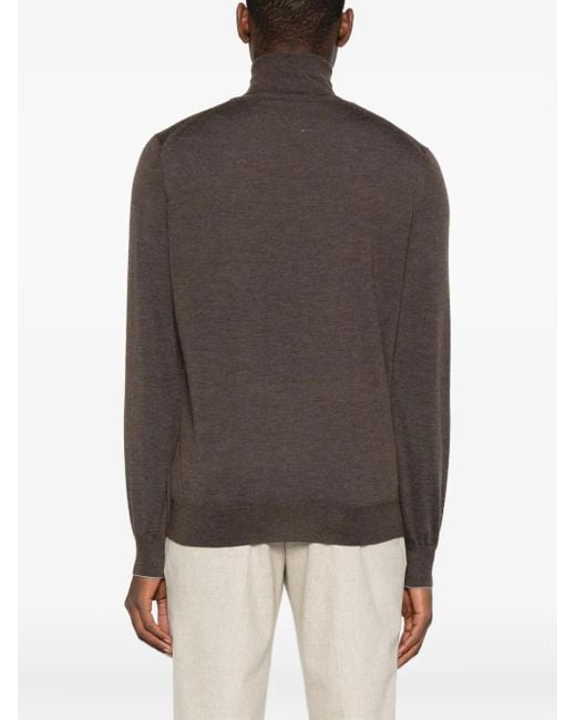 Brunello Cucinelli Brown Roll-Neck Sweater for men