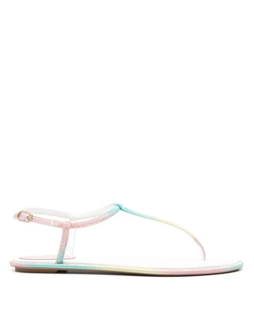Rene Caovilla White Diana Burano Flat Sandals