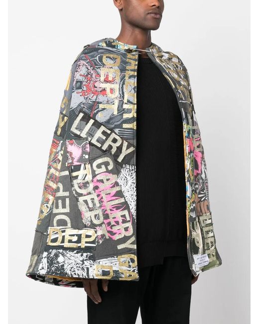 GALLERY DEPT. Black Logo-Patchwork Cotton Cape for men