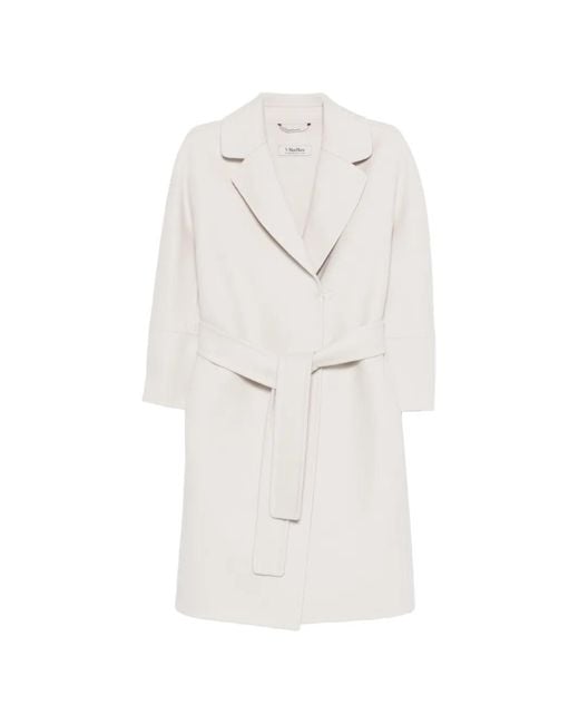 Max Mara White Arona Mantel Mit Gürtel