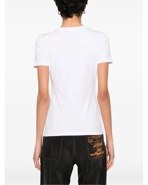 T-Shirt À Motif Tiger Head Clouté Just Cavalli en coloris White
