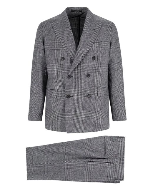 Tagliatore Gray Double-Breasted Checkered Suit for men