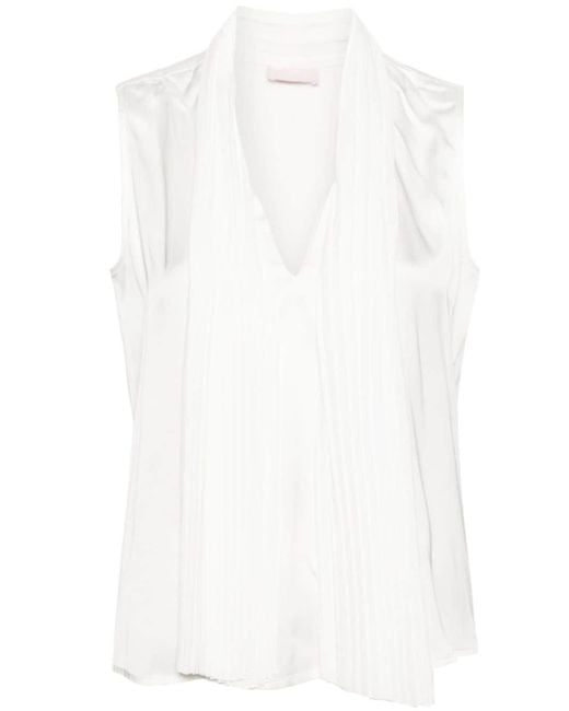 Pussy-bow collar satin blouse Liu Jo de color White