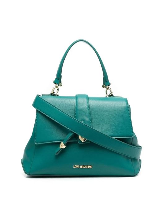 Love Moschino Green Logo-Plaque Tote Bag