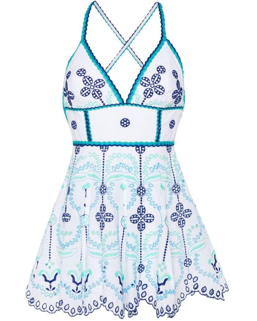 Charo Ruiz Blue Cluzet Broderie-anglaise Mini Dress